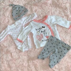 Preemie girl onesie and outfit(hat,shirt,pants)